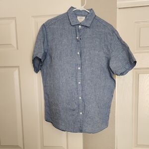 Baird McNutt Men's Blue Linen Shirt